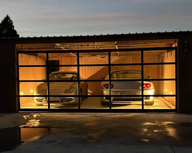 Tempered Glass Overhead Garage Door for House