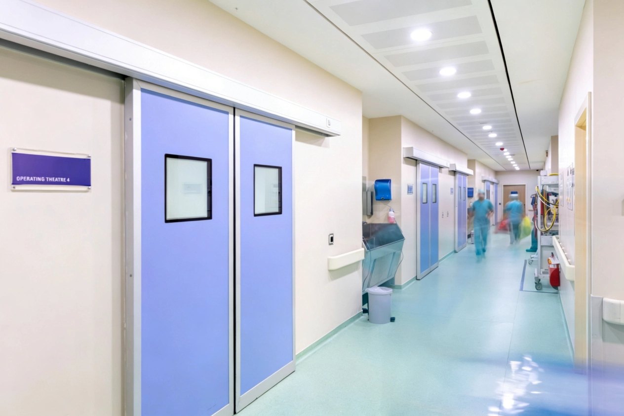 Puerta corredera de sala limpia médica